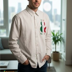 Dolce & Gabbana Emboidered White Shirt with Green and Red Logo